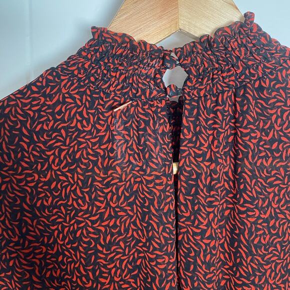 Misa Los Angeles Savanna Asymmetrical Ruffle Mini Dress Red Banana Leaf Small - Picture 8 of 8